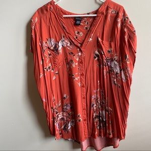 Torrid size 3 orange floral shirt